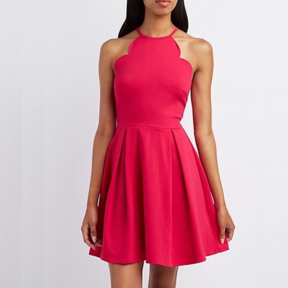 NEW Charlotte Russe Scalloped Bib Skater Dress